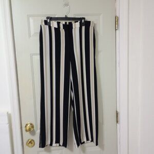 Alfani Womens Striped Wide Leg Pants Size 10 Black, White, Cream